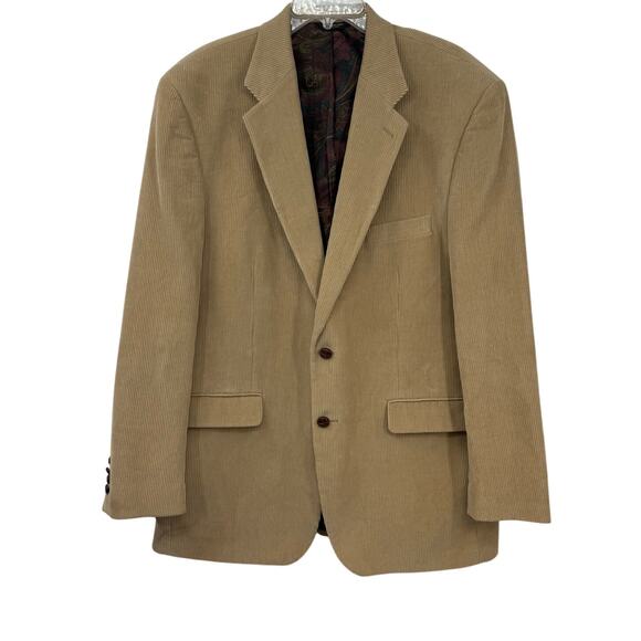 Lauren Ralph Lauren Corduroy Blazer Jacket Men 44 L Tan Preppy Work Casual - Picture 1 of 9